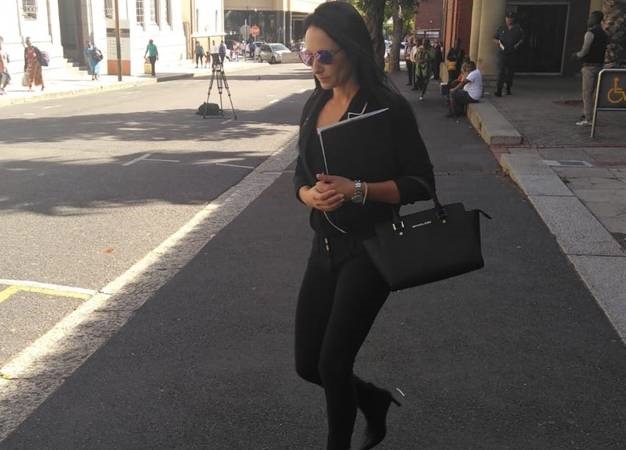 Jolene Alterskye leaves the Cape Town Magistrate's Court.
