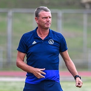 Coach Andries Ulderink of Ajax Cape Town during the GladAfrica Championship match between Real Kings and Ajax Cape Town at Chatsworth Stadium on January 22, 2020 in Durban, South Africa.