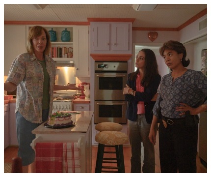 Farcical situation (from left): housewife Sue (Allison Janney) explains 
to half-sister Nancy (Mila Kunis) 
and cop Cam Harris (Regina Hall) that her husband has disappeared 
in Breaking News in Yuba County. (PHOTO: UNITED ARTISTS RELEASING).