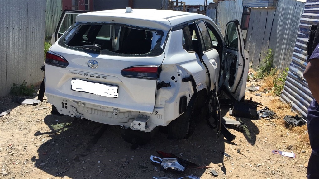 A car reported as hijacked was found stripped. 