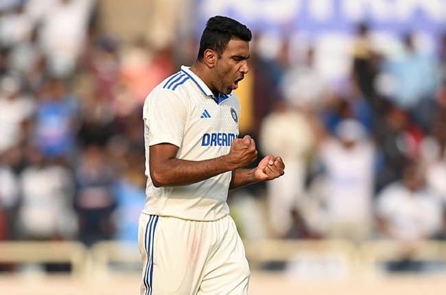 Ravichandran Ashwin of India celebrates a wicket during day three of the 4th Test against England (Photo by Gareth Copley/Getty Images)