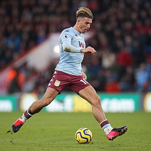 Jack Grealish of Aston Villa runs with the ball during the Premier League match between AFC Bournemouth and Aston Villa at Vitality Stadium on February 01, 2020 in Bournemouth, United Kingdom.