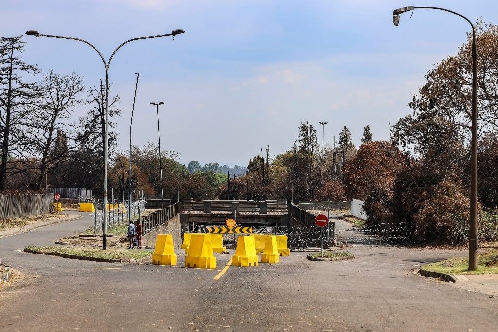 The aftermath of the gas explosion at a low-lying bridge on 3 January 2022 in Plantation, Boksburg. It is reported that the Christmas Eve explosion was allegedly caused when a truck transporting liquid gas became stuck under the bridge.