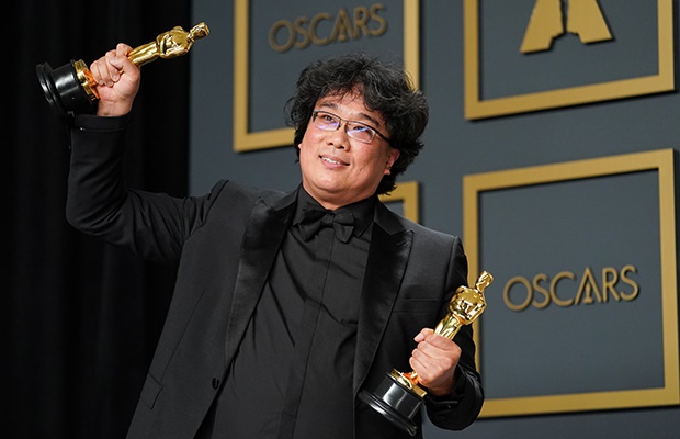 Bong Joon-ho, winner of the Original Screenplay, International Feature Film, Directing, and Best Picture award for “Parasite." (Getty Images)