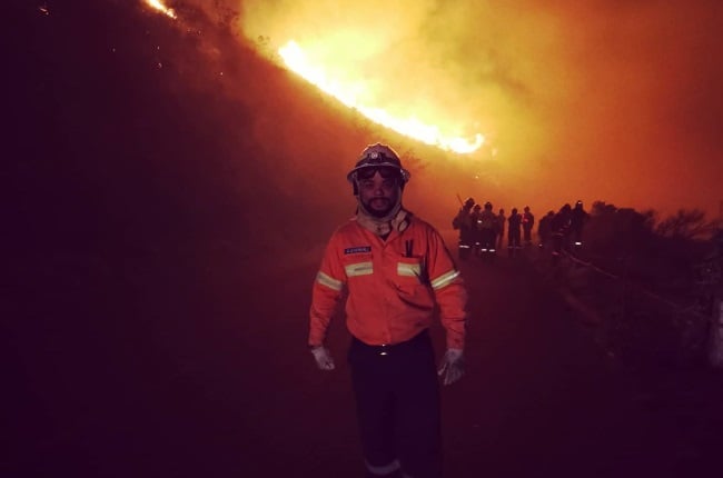 Firefighter Pierre Brophy was one of the fire officers on scene at the recent wildfire, that spread across the slopes of Table Mountain (PHOTO: SUPPLIED)