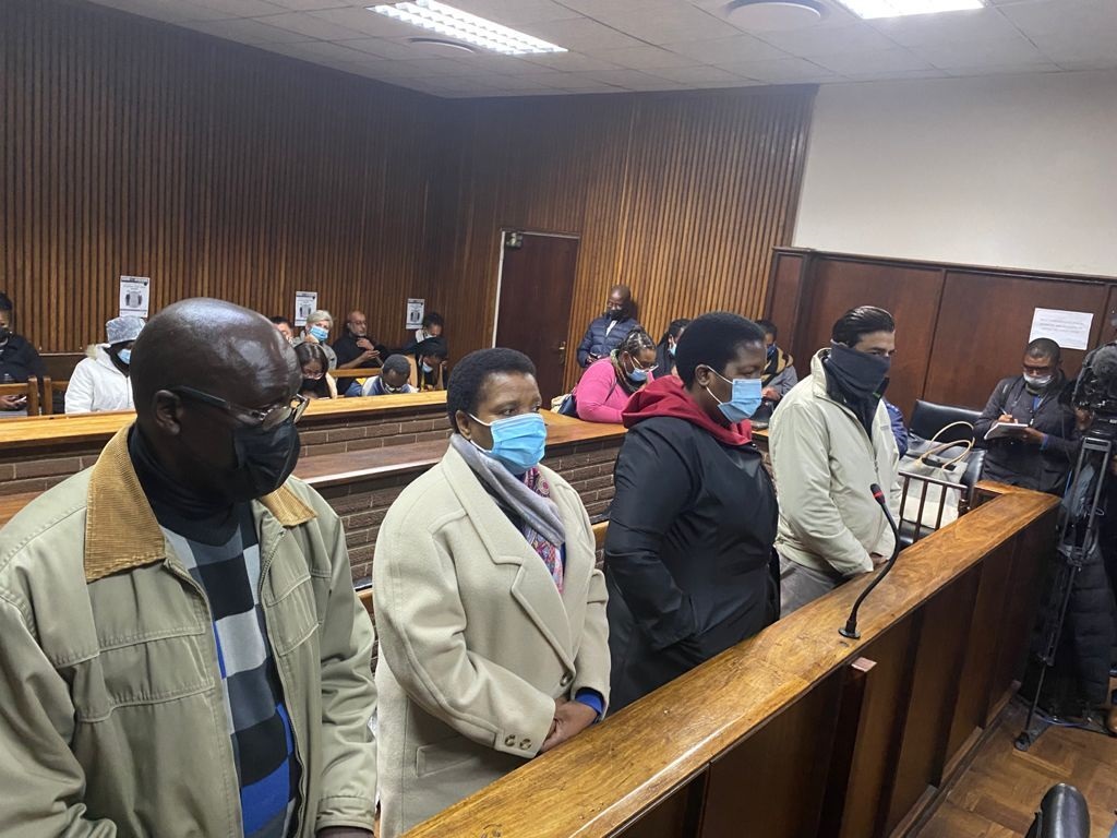 Peter Thabethe, Limakatso Moorosi, Seipati Dlamini and Iqbal Sharma in court.