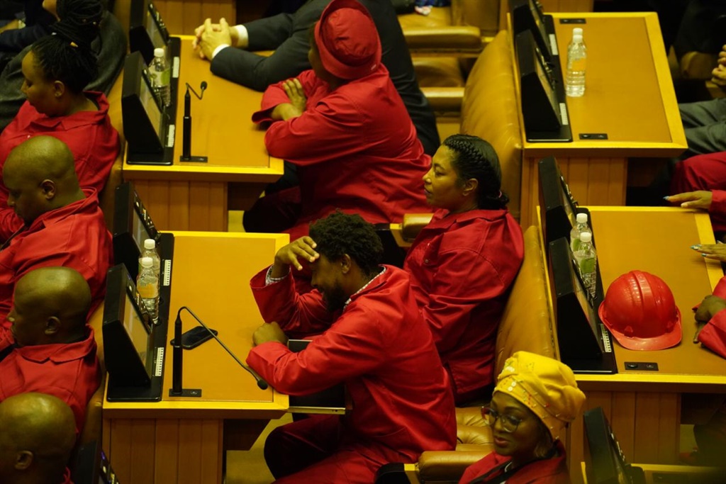 The EFF in Parliament where they again disrupted the SONA.