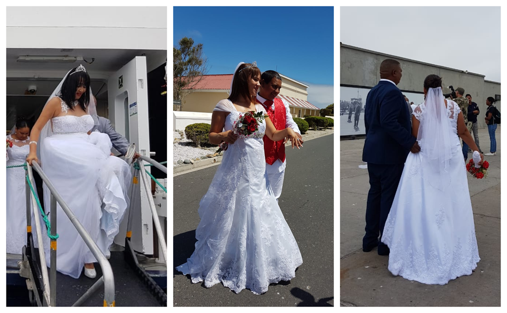 Couple who tied the knot at Robben Island. Photographed by Gabi Zietsman. Collage by Futhi Masilela