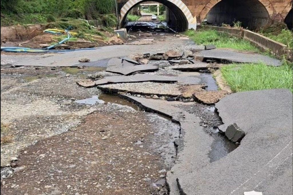 A flash flood caused severe damage to road infrastructure in Ladysmith on Christmas Eve.

