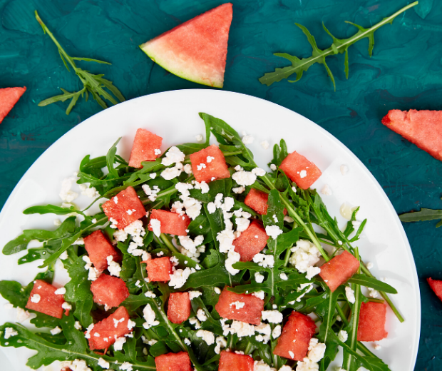 Watermelon, feta and rocket salad