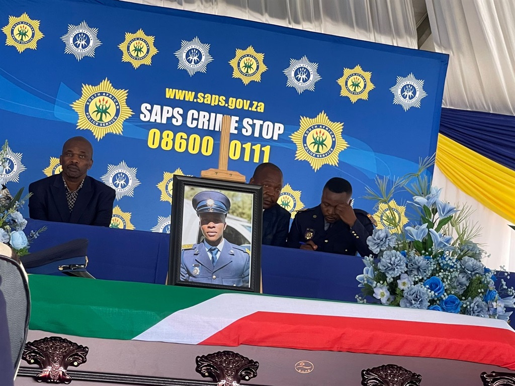 Cops at the funeral service of Constable Sphesihle Cele, who  was shot and killed on 16 November. 