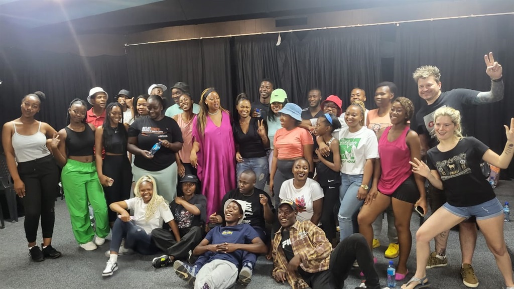 Actress Nelisa Mchunu (middle, purple dress) was part of the event organised by Berlina Lekgethwane Foundation at the weekend. 