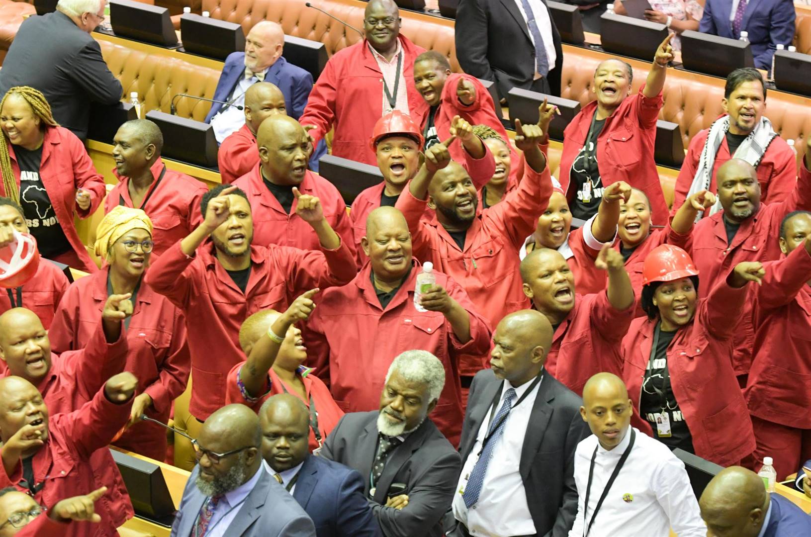 Vocal intolerance as EFF members disrupt the Sona, unhappy at the presence of former president FW de Klerk. Picture: gallo images