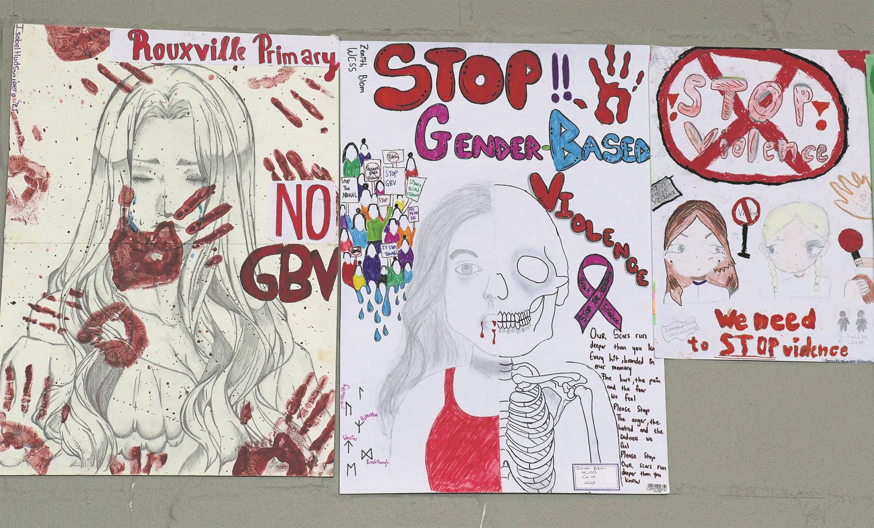 Artwork about gender-based and domestic violence created by learners of schools in the Kuils River area was displayed at the event. PHOTO: Carina Roux