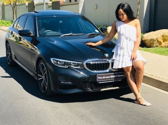 Simphiwe Ngema in front of her new baby