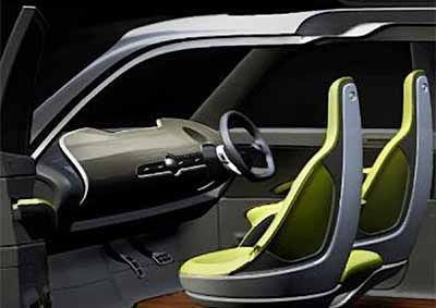 MINIMALISTIC SEATS: Little apparent luxury in the Kia concept for Detroit, but check the picture below for the combination of normal and gullwind doors.
