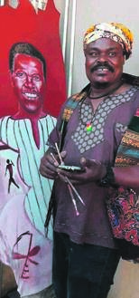 Rasta with the painting he did of the late Joseph Shabalala.