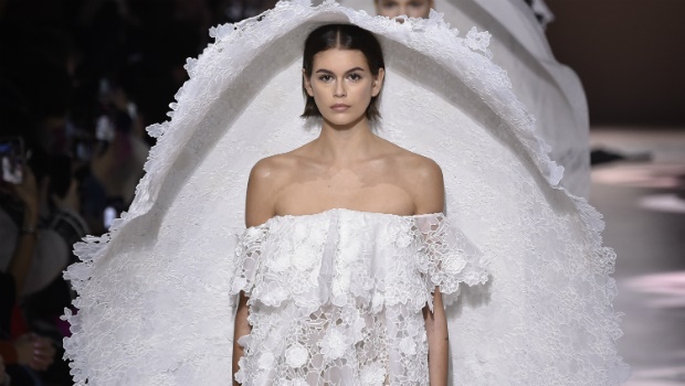 Kaia Gerber walks the runway during the Givenchy Haute Couture Spring/Summer 2020 show as part of Paris Fashion Week. Photo by Peter White